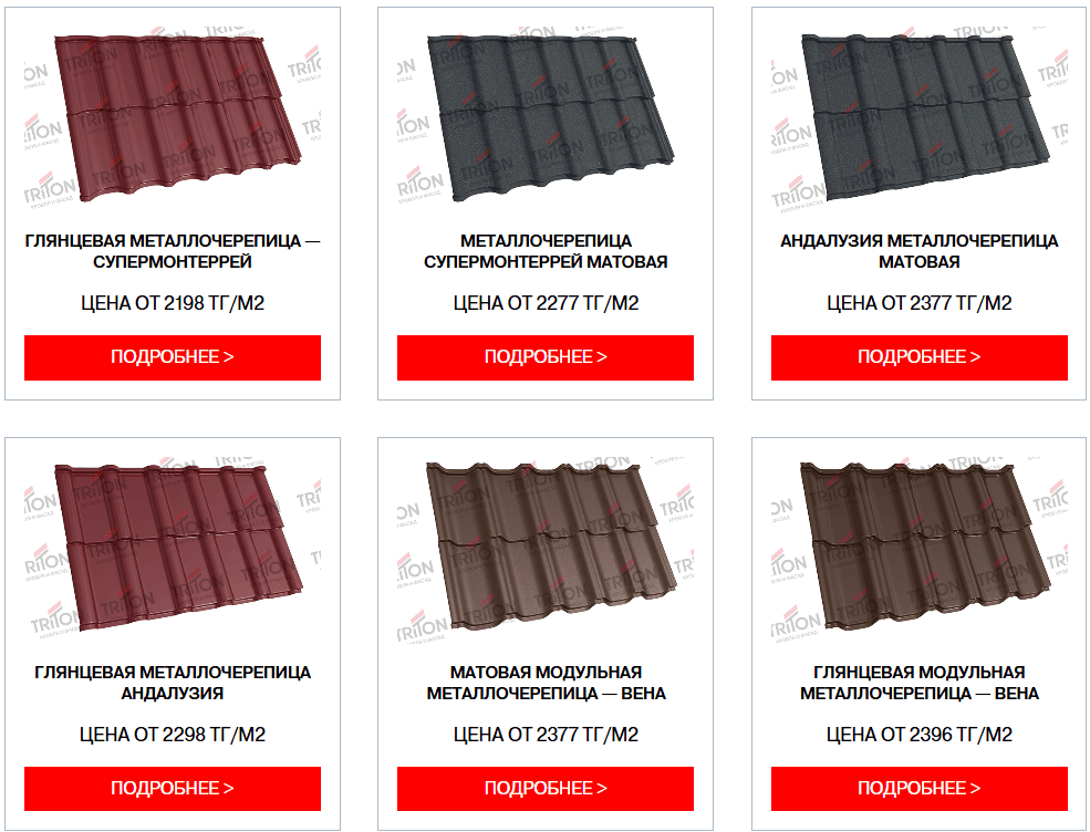 Популярные профили металлочерепицы