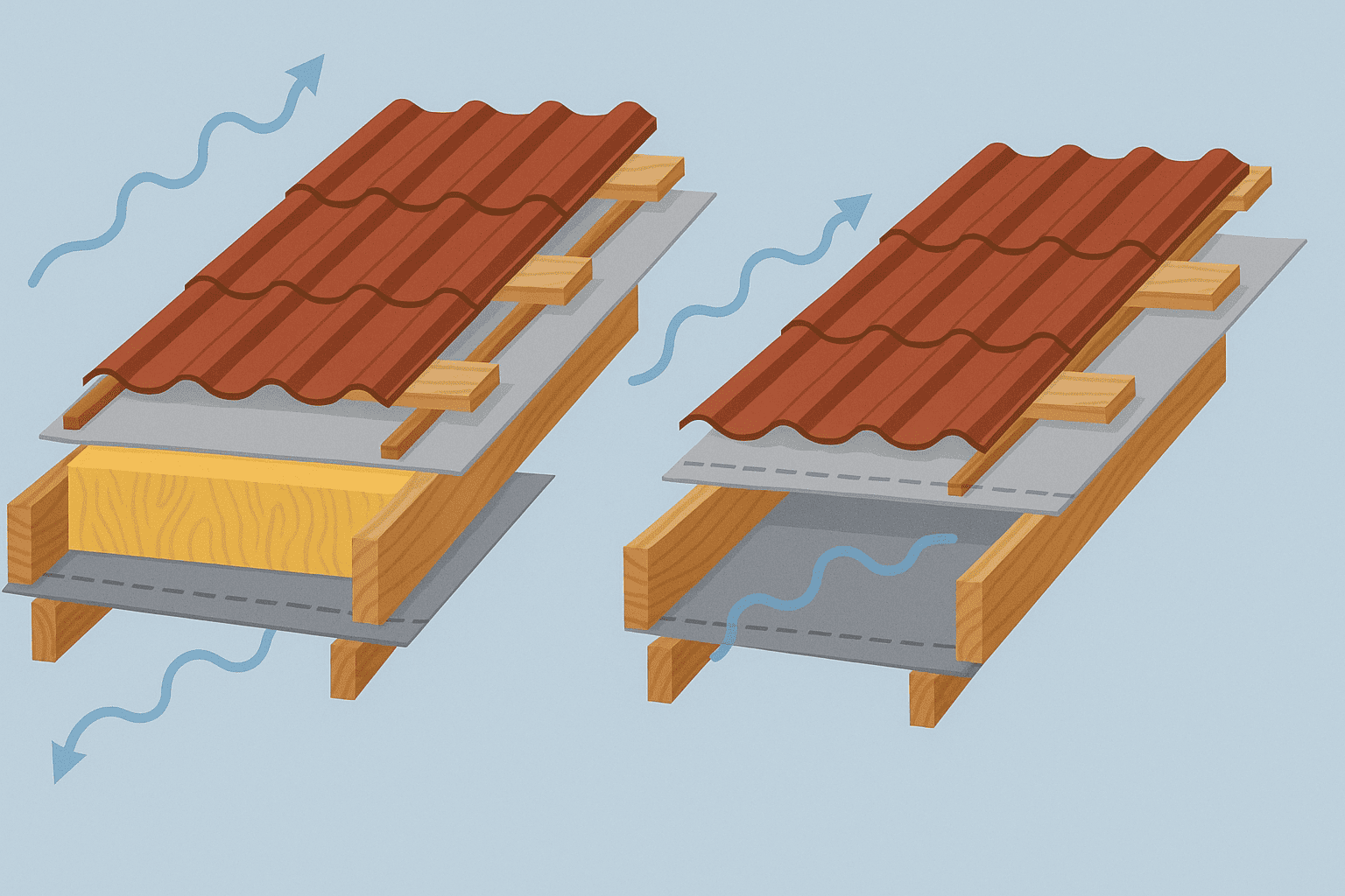 Схема утепления и изоляции кровли