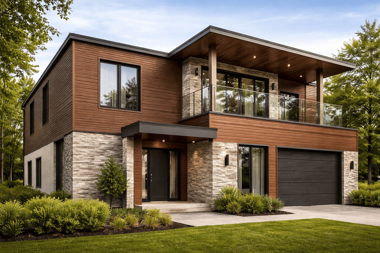 Фасад с металлосайдингом комбинированный