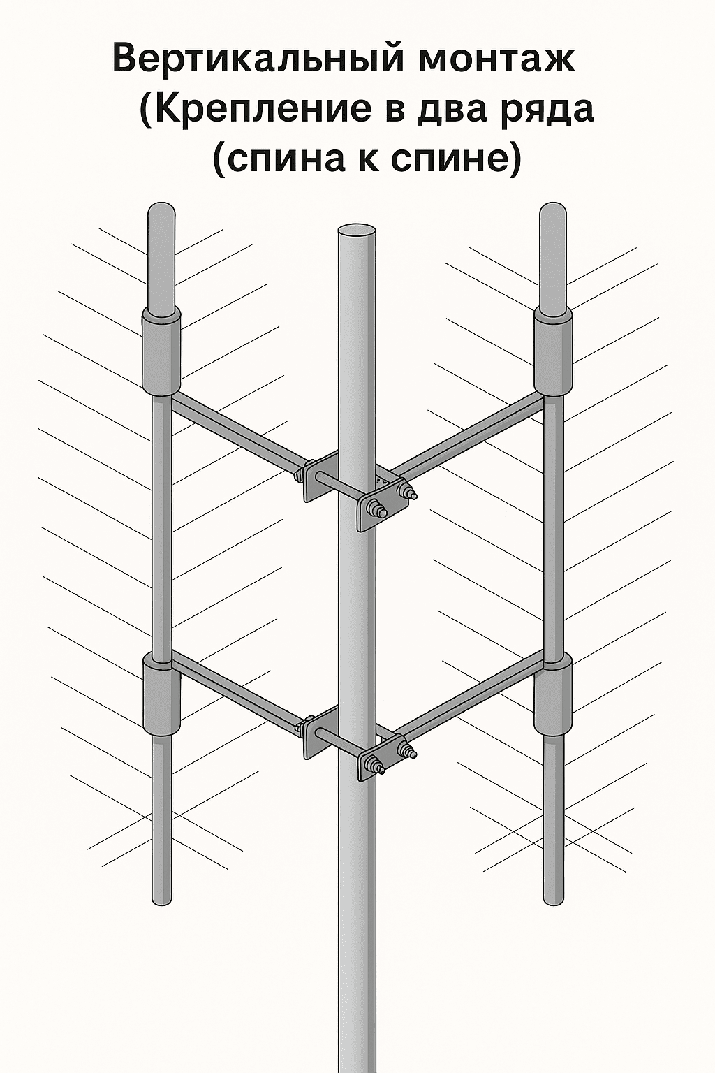 Крепление штакетника в два ряда (спина к спине)