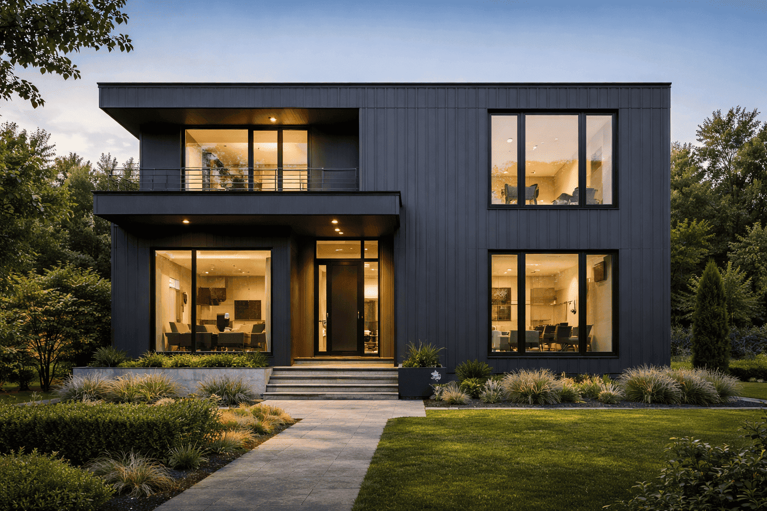 Дом с фасадом в современном стиле