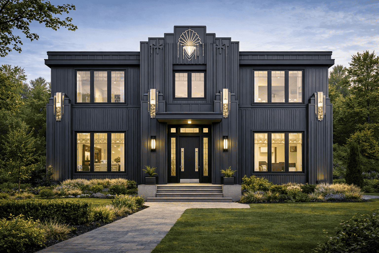 Дом с фасадом в стиле модерна и начала XX века