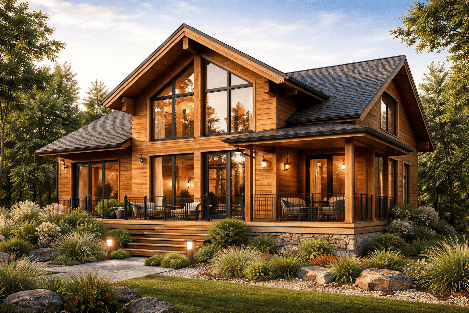 Дом с деревянным фасадом