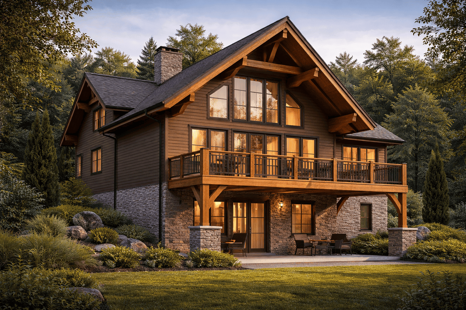 Дом с фасадом в природном и «загородном» стиле