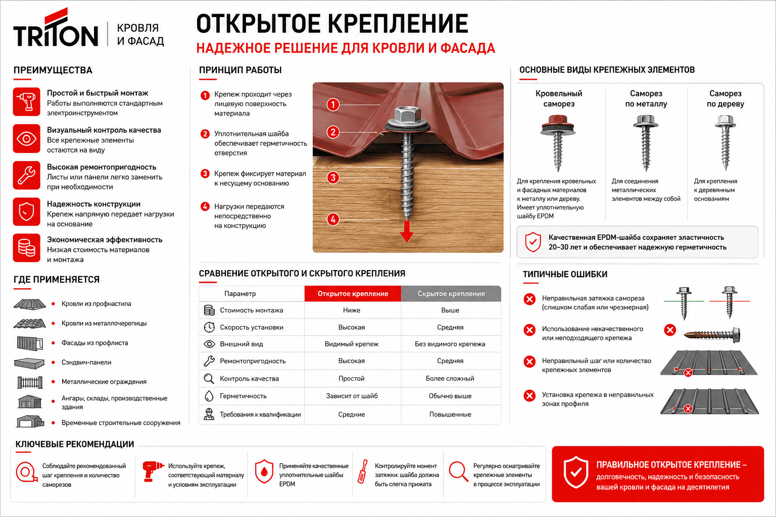 Открытое крепление - схема