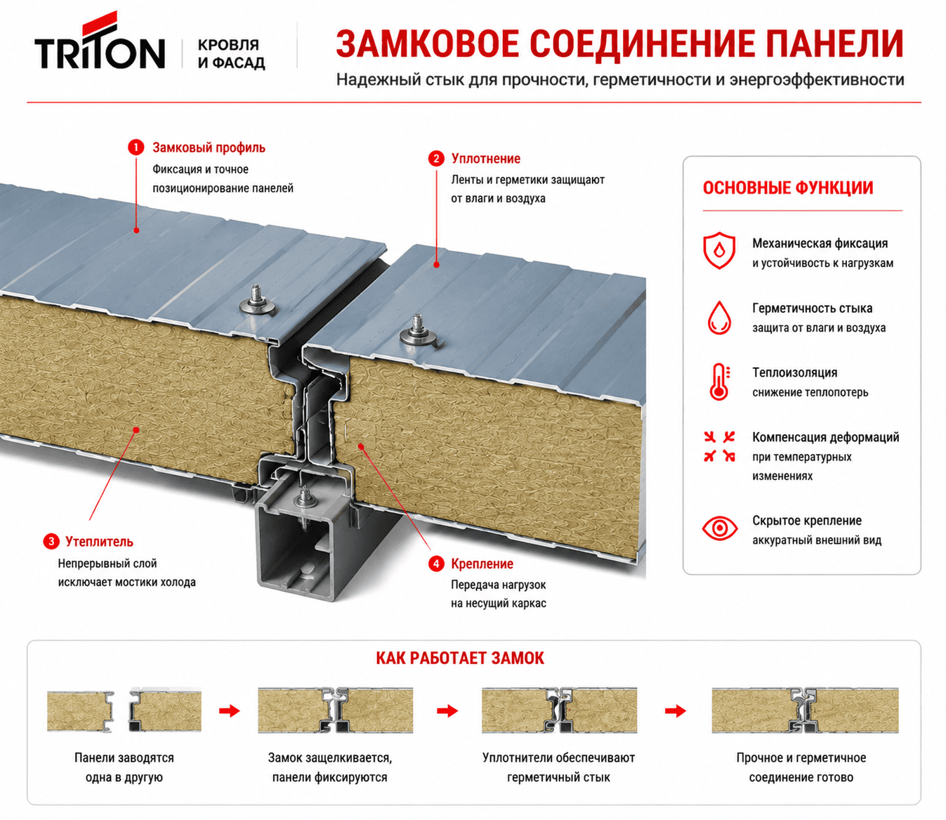 Замковое соединение панели